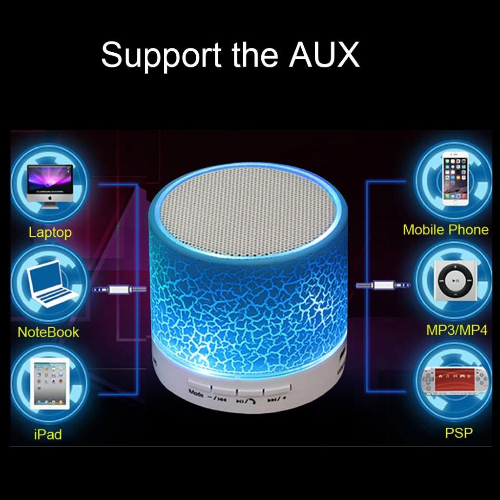 Mini LED Bluetooth Stereo Højttaler med Mic & AUX IN - Hvid
