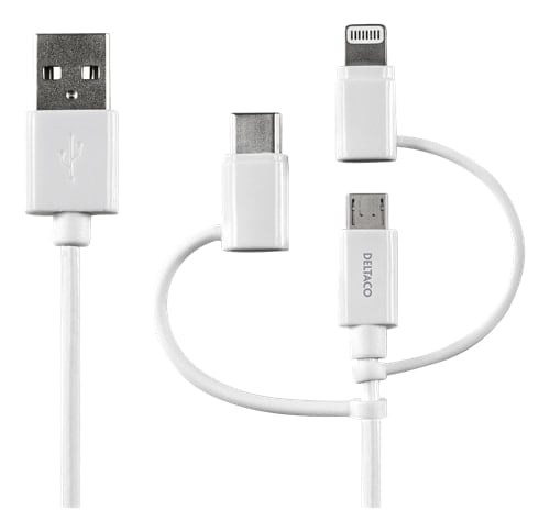 DELTACO USB-C / Micro USB / Lightning Kabel