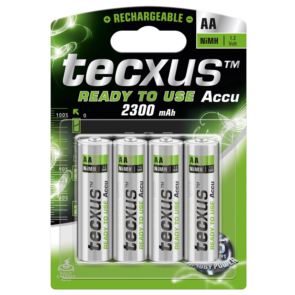 Tecxus AA Genopladeligt Batteri - 2300 mAh - Pakke med 4 stk.