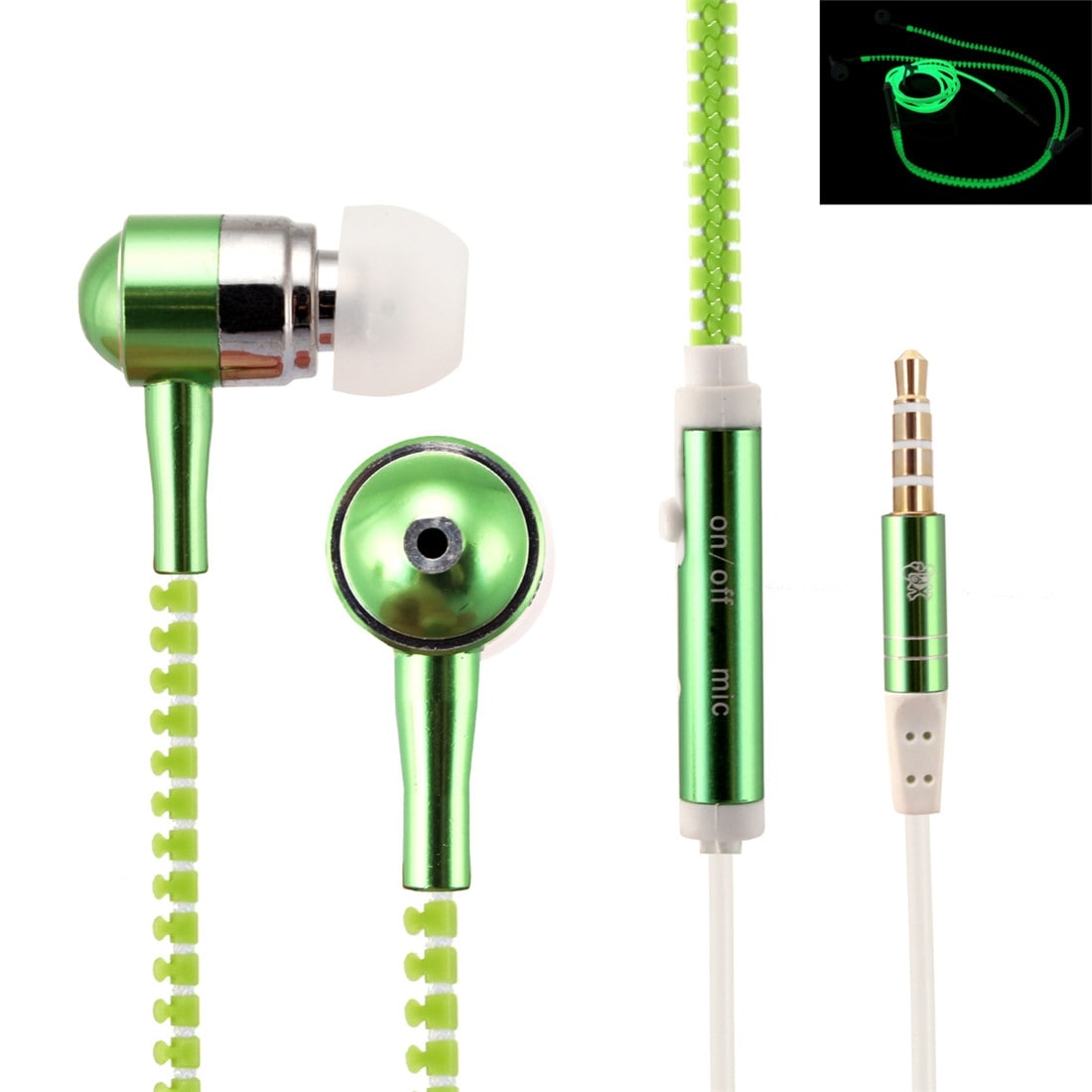 Selvlysende In-Ear Headset til iPhone, iPad, Samsung, HTC, Sony m.m.