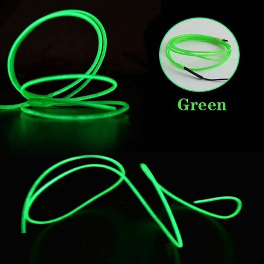 Batteridrevet Neon LED Lyskæde til Disko / Bilen / Udsmykning i Hjemmet - 3 meter Grøn
