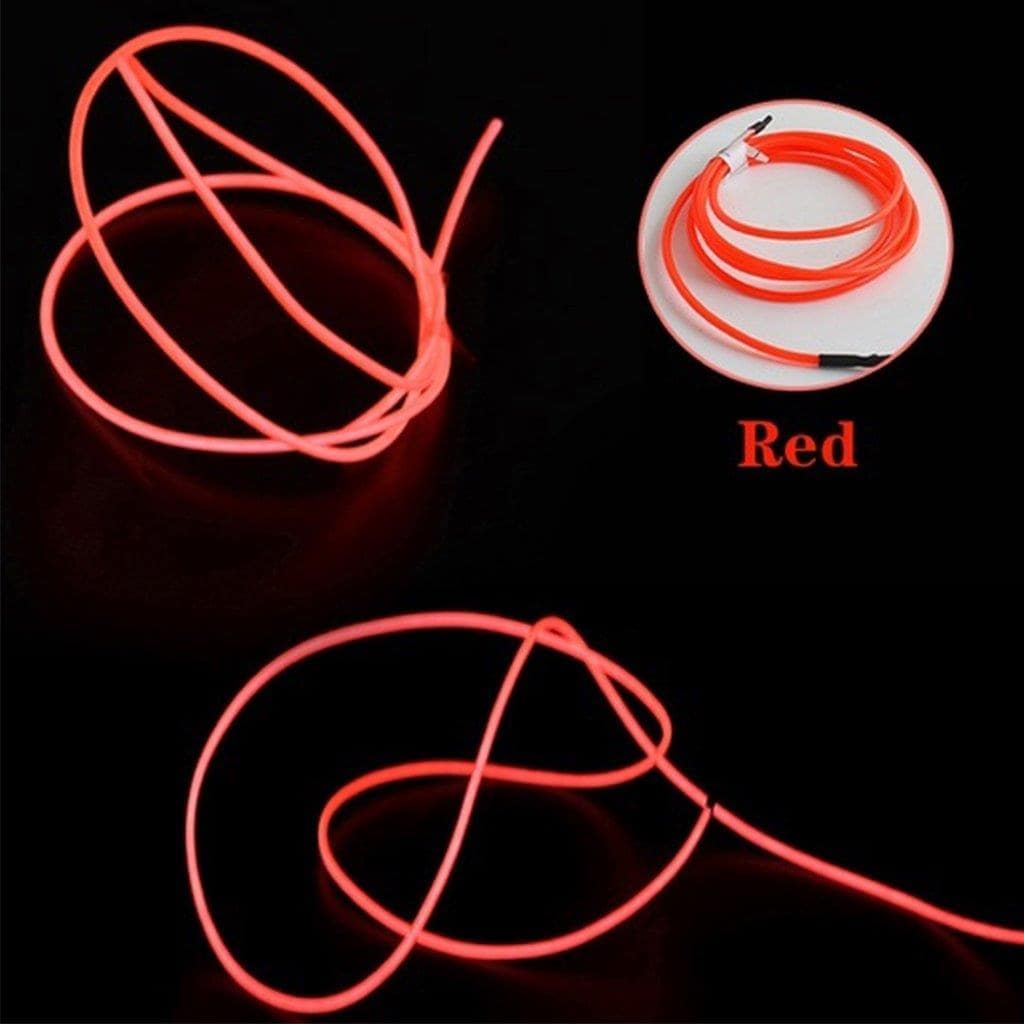 Batteridrevet Neon LED Lyskæde til Disko / Bilen / Udsmykning i Hjemmet - 3 meter Rød