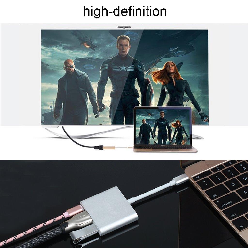 Adaptor USB 3.1 Type-C Male til USB 3.1 Typ-C HDMI & USB 3.0