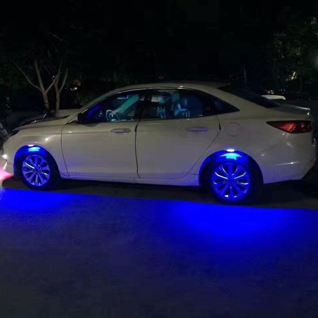 LED Bilhjul belysning 4stk 3 Mode - Blåt lys