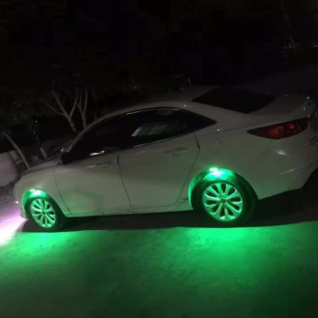 LED Hjulhusbelysning 4stk 3 Mode - Grønt lys