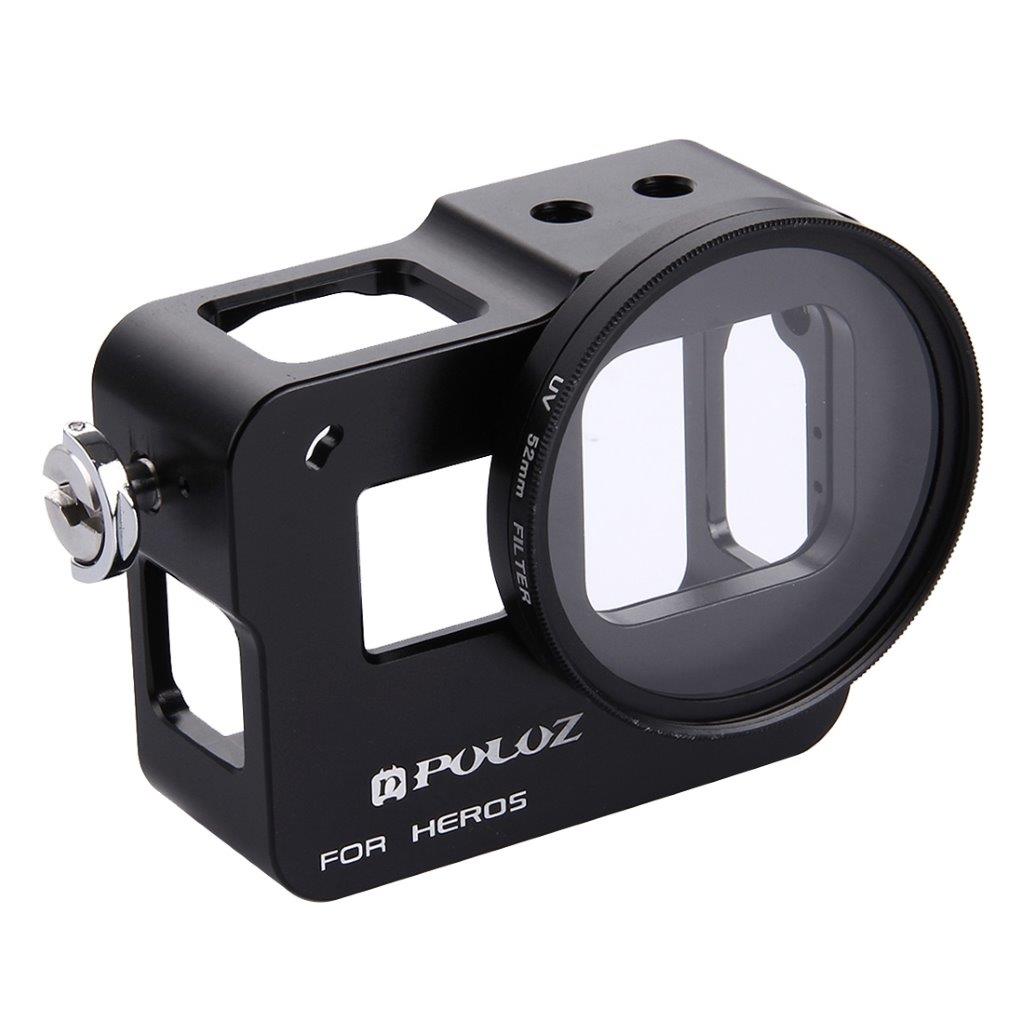 Aluminiumscover GoPro 5 med 52mm UV Lins