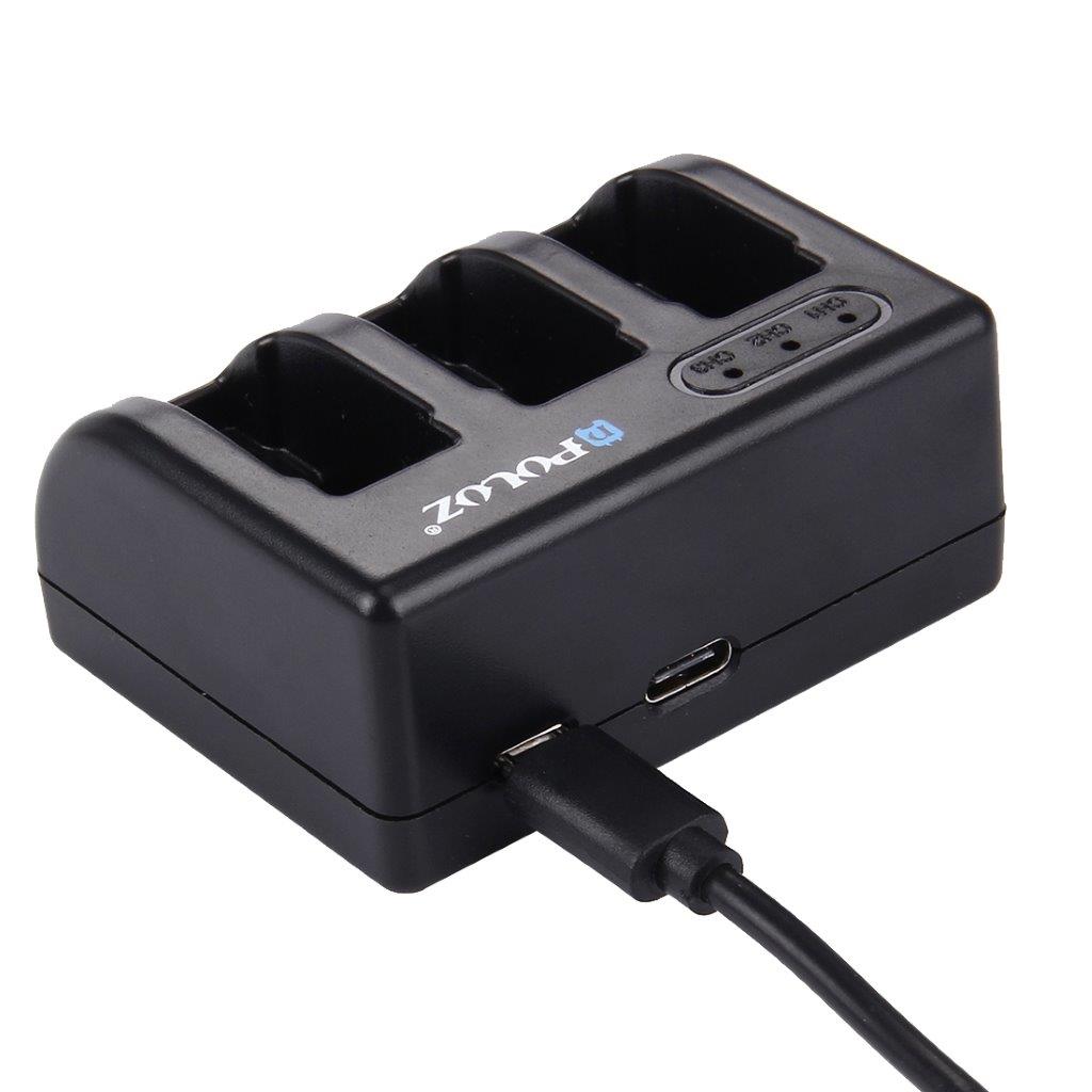 GoPro HERO6 Black/ HERO5 Batterilader med 3 Stik