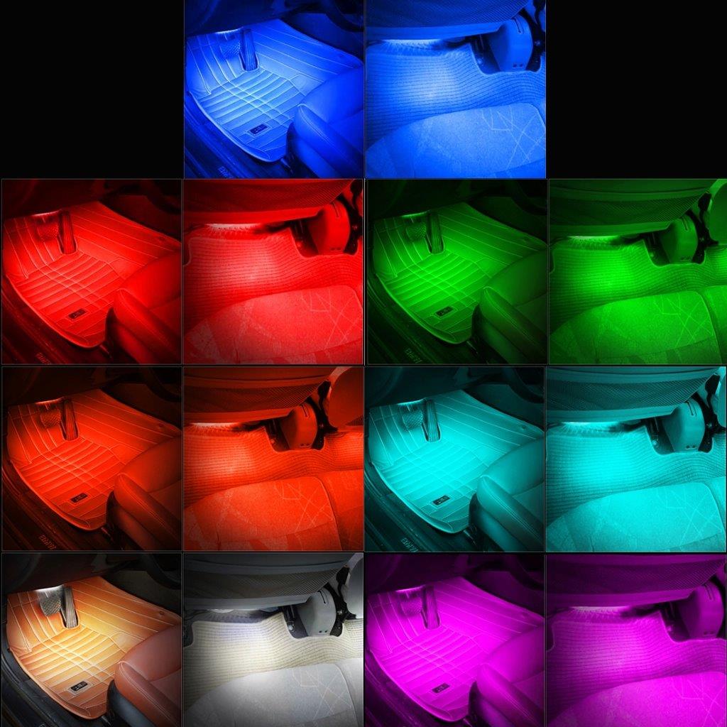 Belysning Bilgulv 36 stk. LED 4-i-1 RGB Neon - Lydkontrol og Fjernbetjening