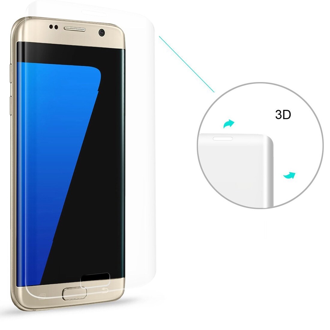 Bøjet Fuldskærm Skærmbeskyttelse i Glas Samsung Galaxy S7 Edge