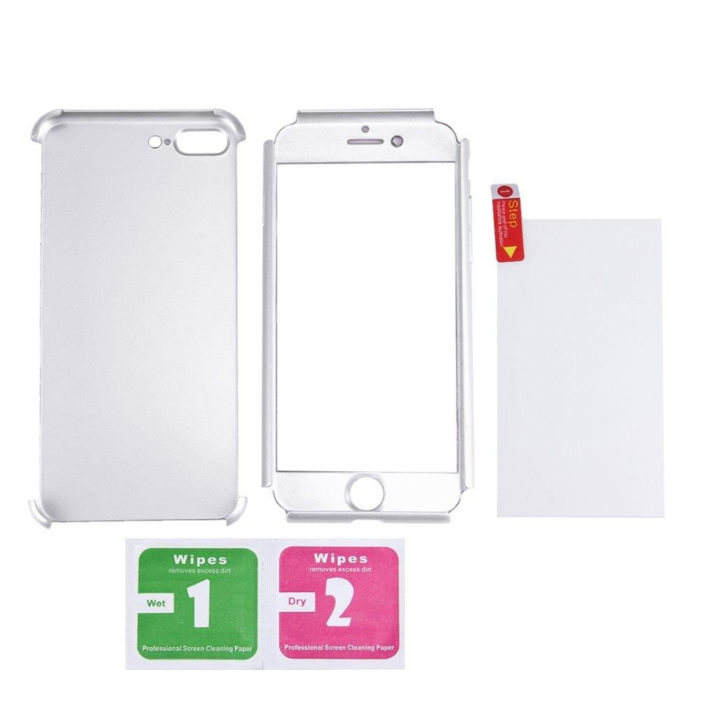 Mobilfoderal 360 beskyttelse til iPhone 7 Plus - Inkl. glasskåner - Sølv