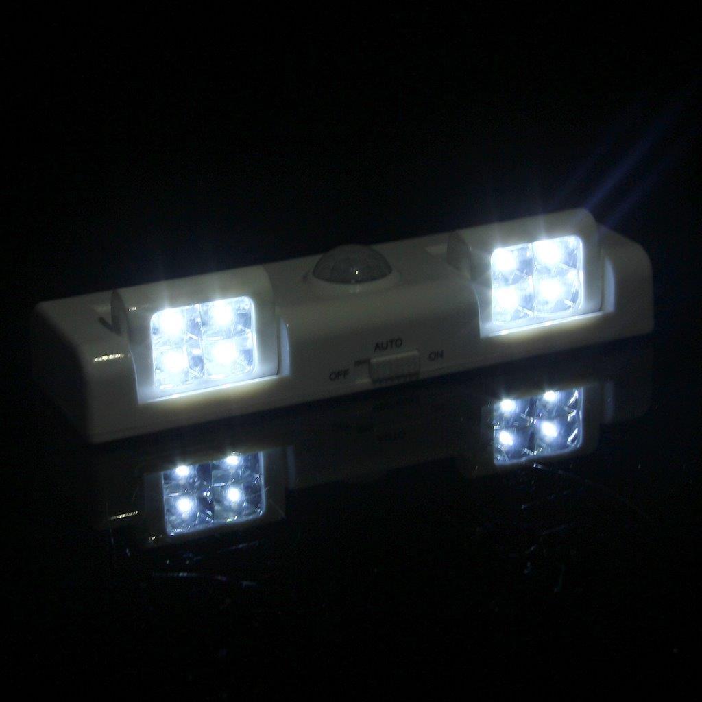 Bevægelsesaktiveret Garderobelampe Batteridrevet 8 LED pærer