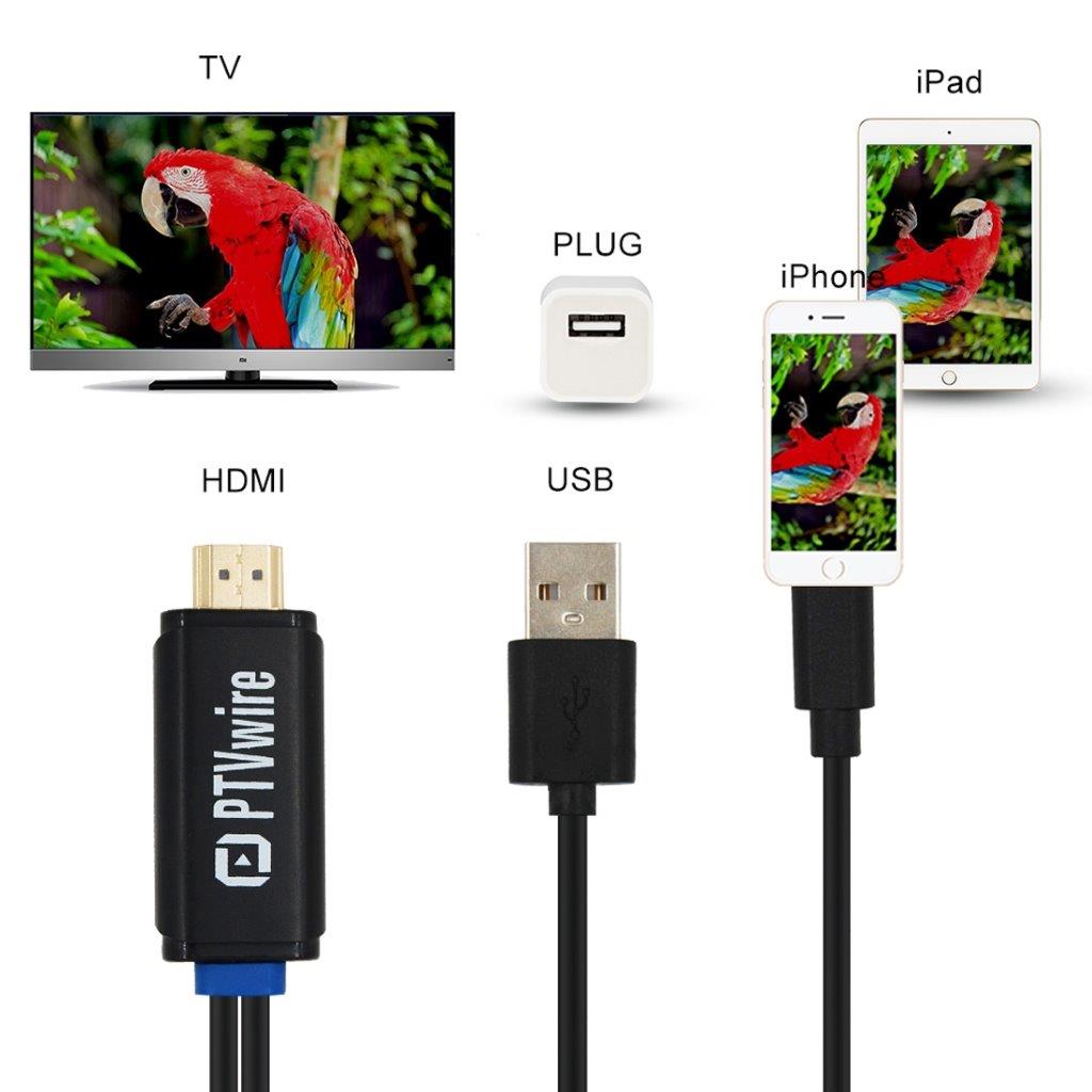 HDMI Adaptorkabel for iPhone med usb-opladning