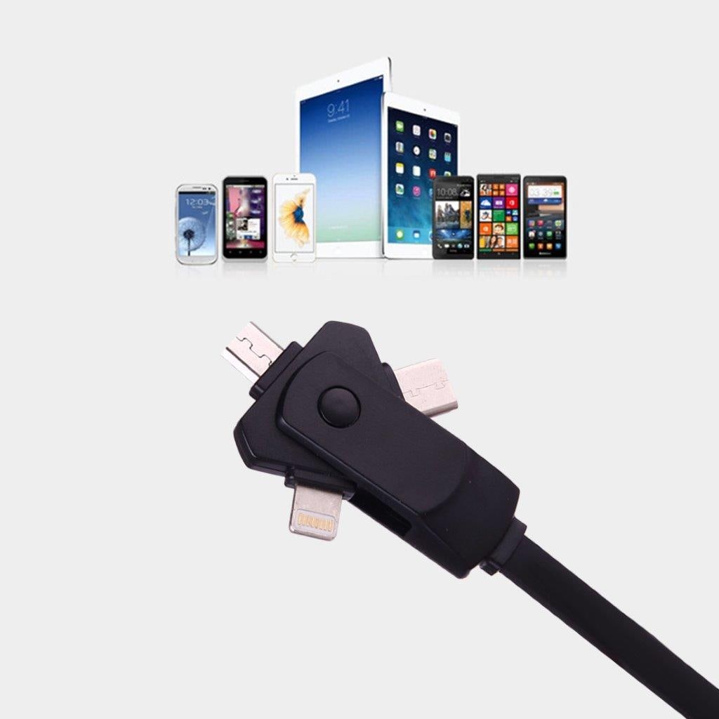 Usb-kabel 3i1 - Type C & iPhone & Android Micro-usb tilslutning