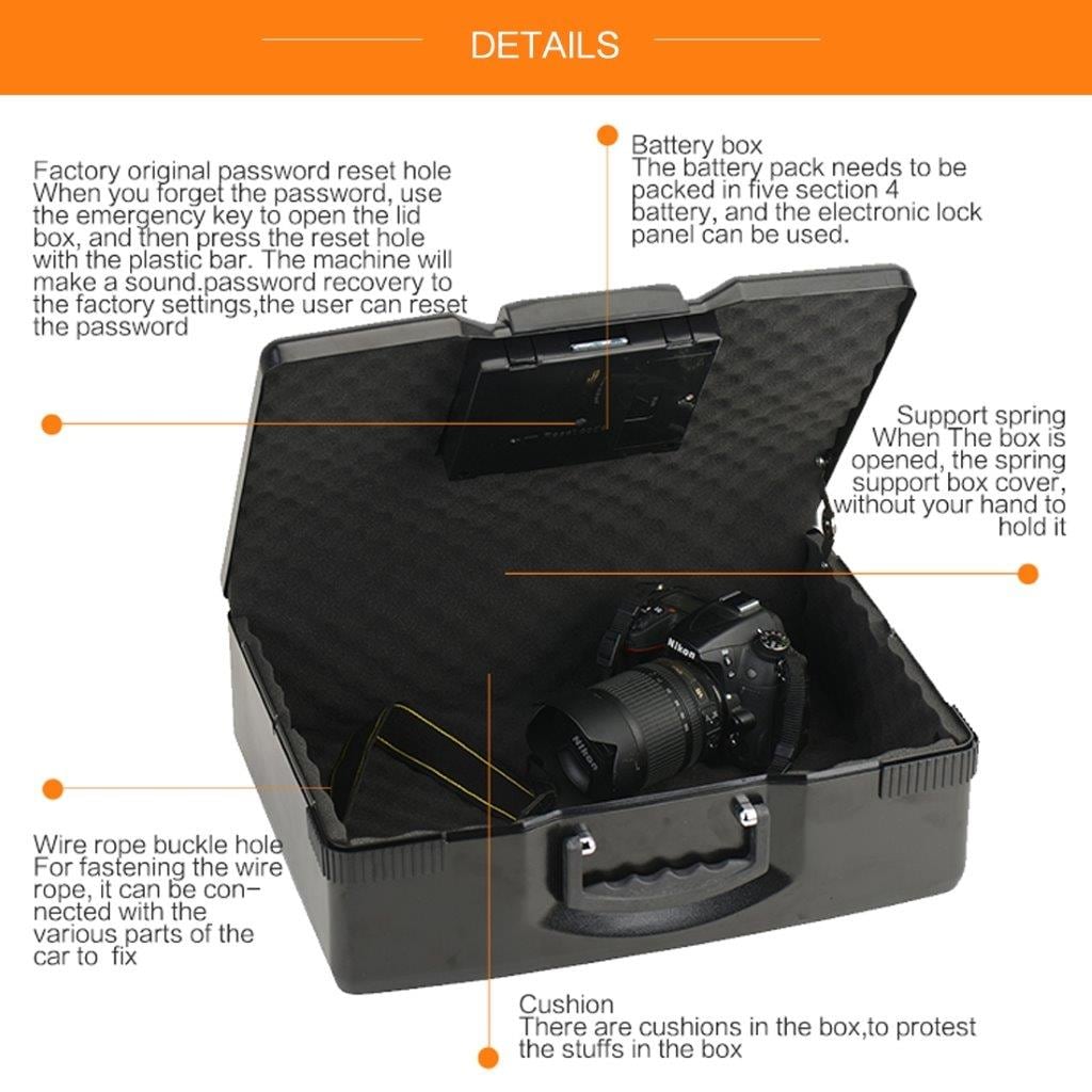 Transportabel Sikkerhedsbox med nøgle for Laptop / Kamera / Tegnebog