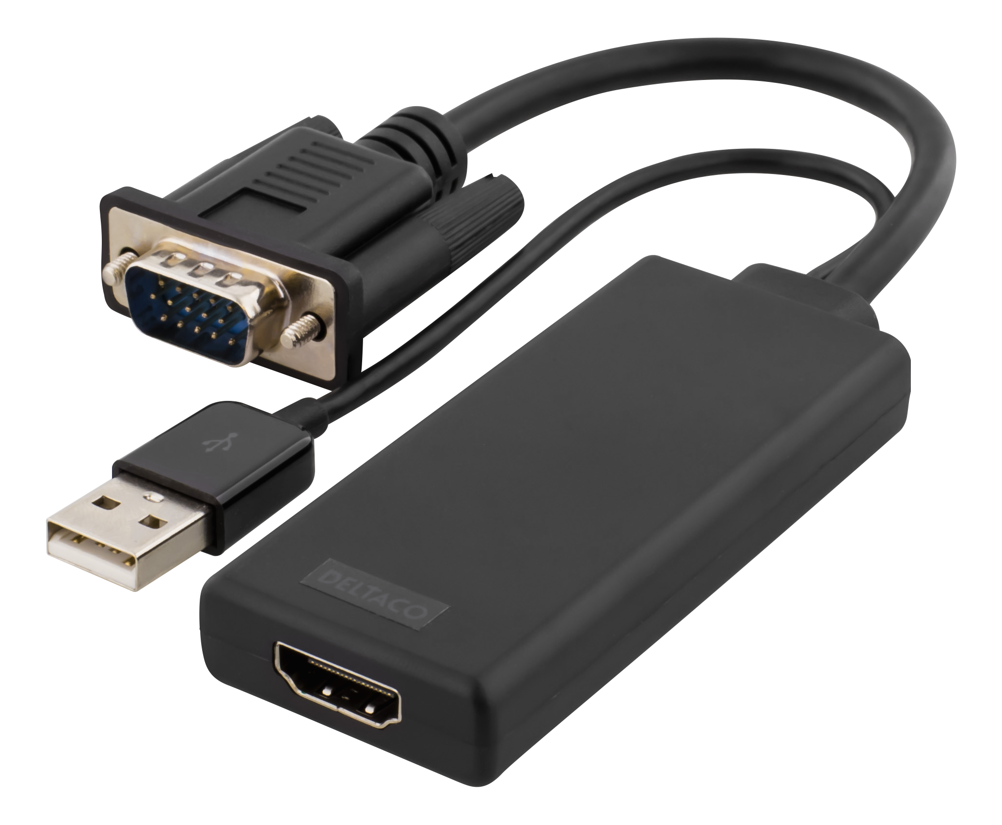 VGA til HDMI adaptor - lyd via USB, 1080p