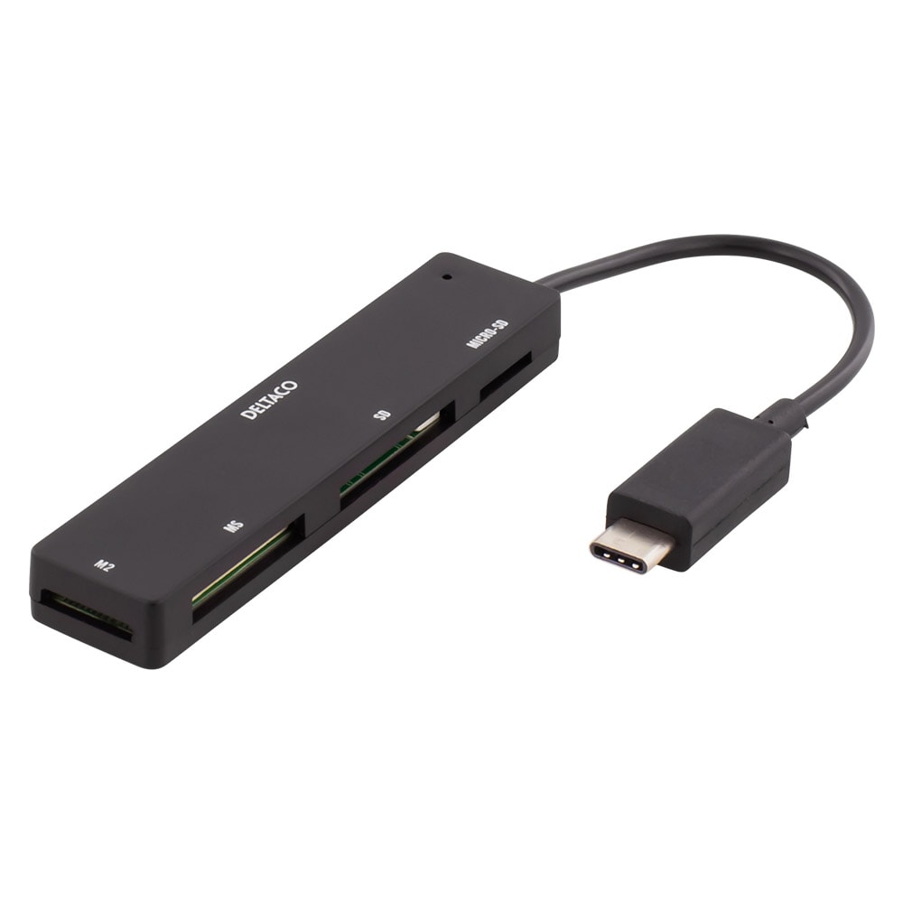 USB 2.0 memorycardlæser for  SD, Micro-SD, M2 og MemoryStick