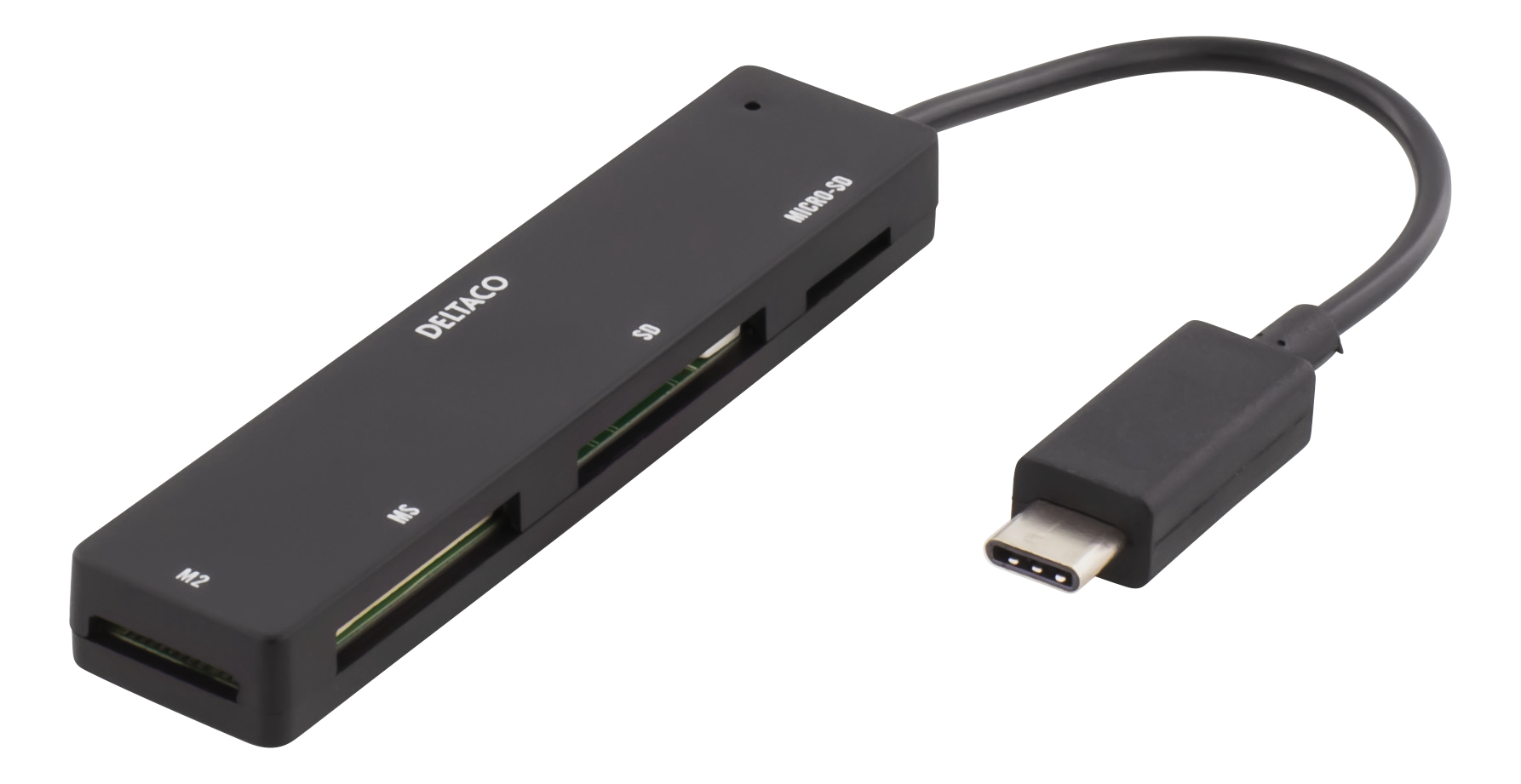 USB 2.0 memorycardlæser for  SD, Micro-SD, M2 og MemoryStick