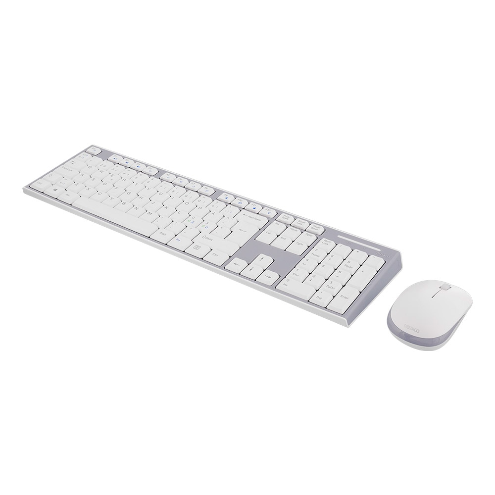 DELTACO Trådløst tastatur och mus - Hvid/Grå