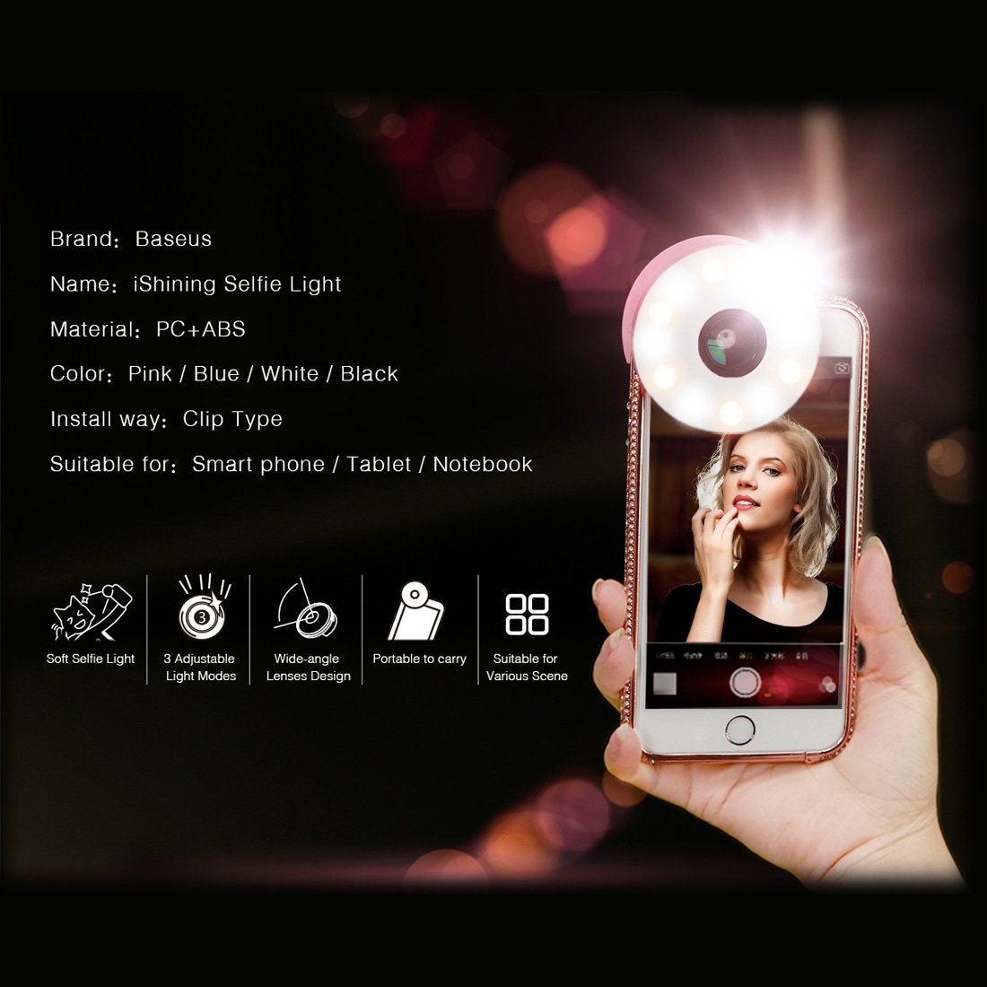 Blitz / Belysning / Lampe for Selfie billeder