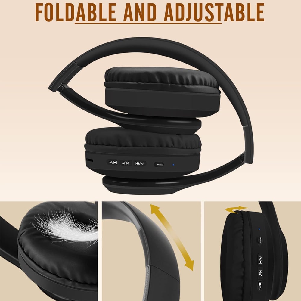 Kraftfuldt Bluetooth Stereoheadset Sammenklappelig - Sort