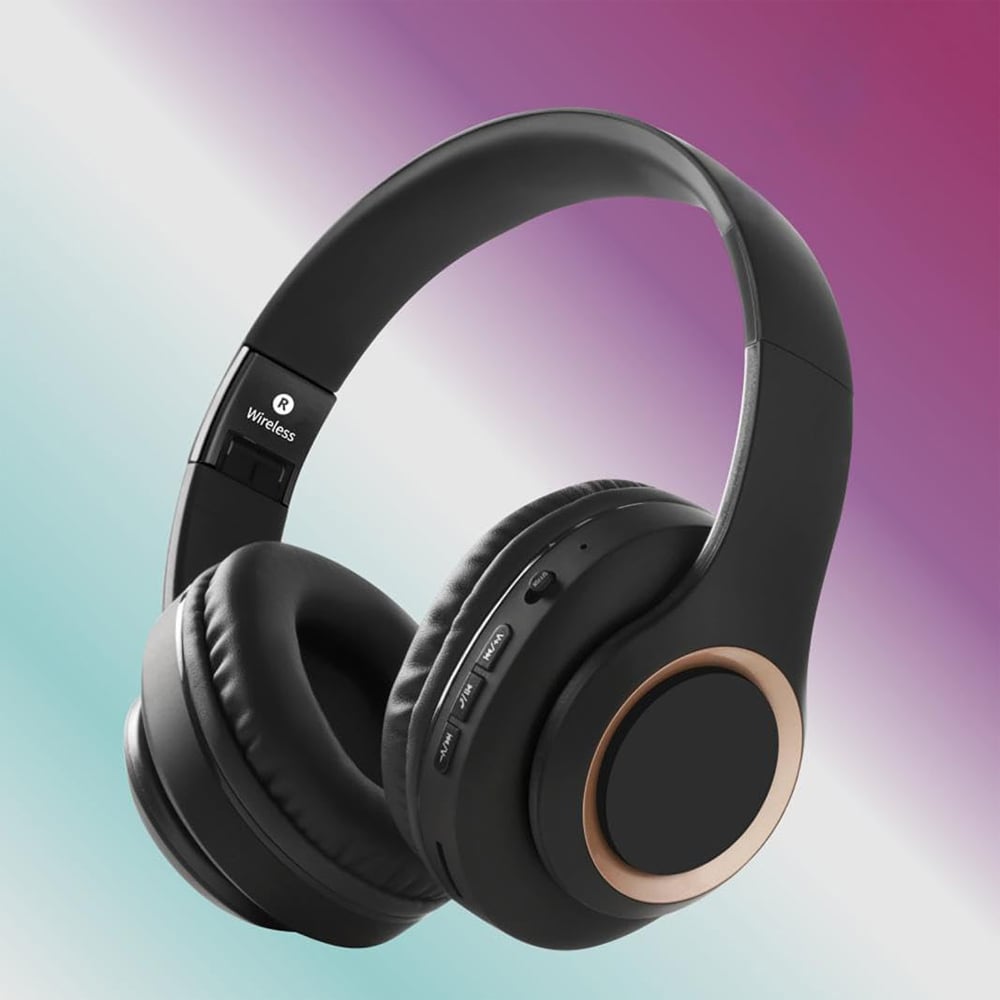 Kraftfuldt Bluetooth Stereoheadset Sammenklappelig - Sort