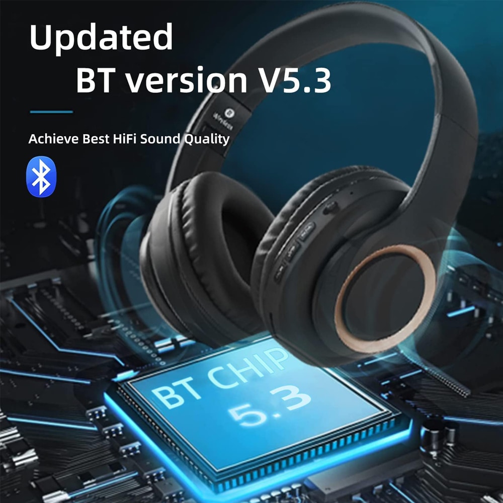 Kraftfuldt Bluetooth Stereoheadset Sammenklappelig - Sort