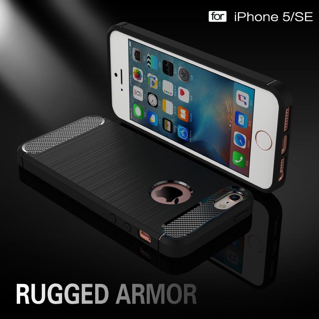 Børstet Armor Case iPhone SE & 5s & 5 - rød farve