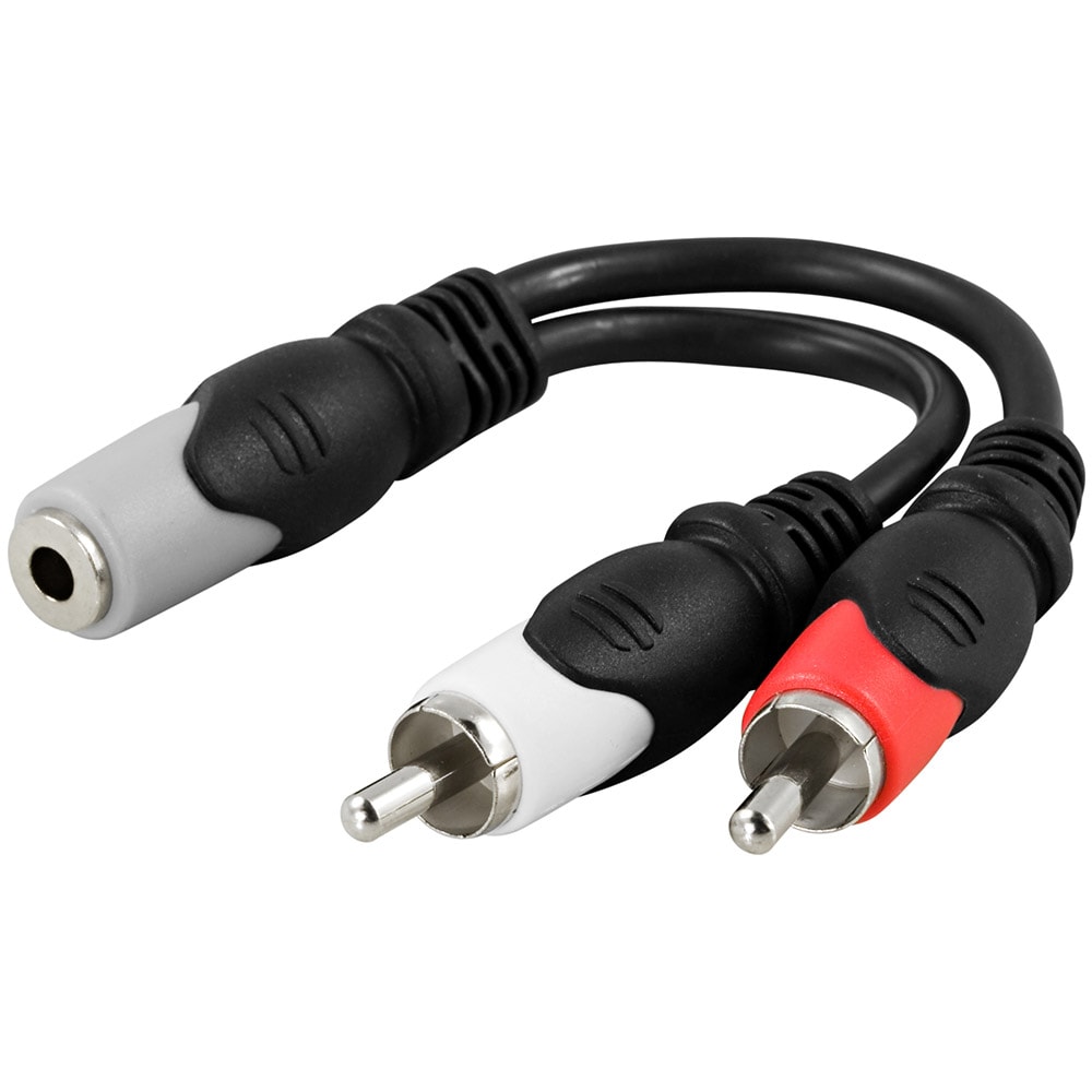 DELTACO multimedia-adapter 3,5mm hun til 2xRCA han