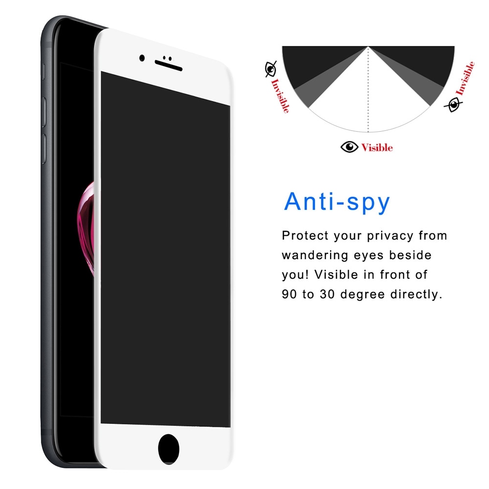 Spion-skærmskåner i hærdet glas iPhone 6 & 6s - Helskærmsbeskyttelse