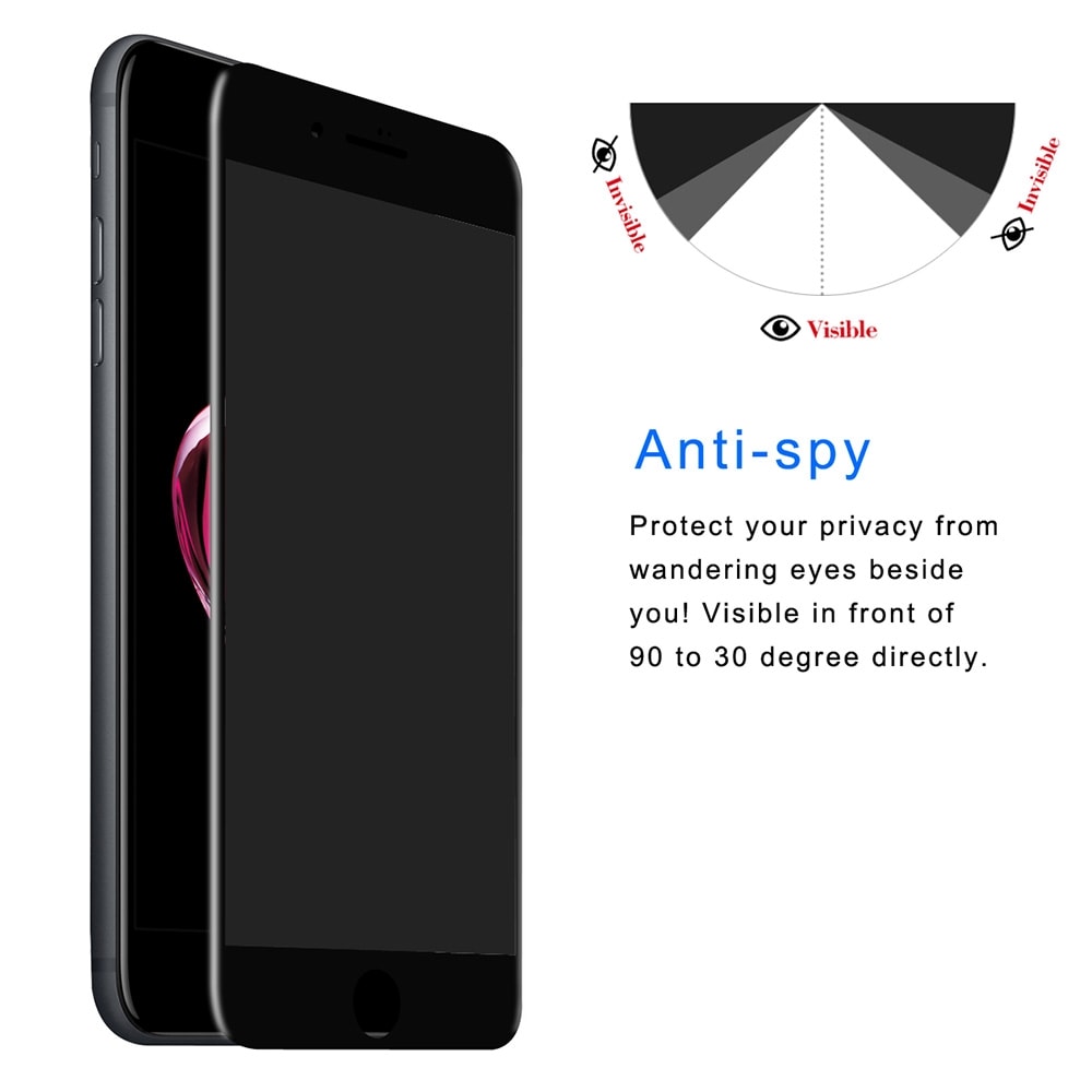 Spion-skærmskåner i hærdet glas iPhone 8 Plus / 7 Plus - Helskærmsbeskyttelse