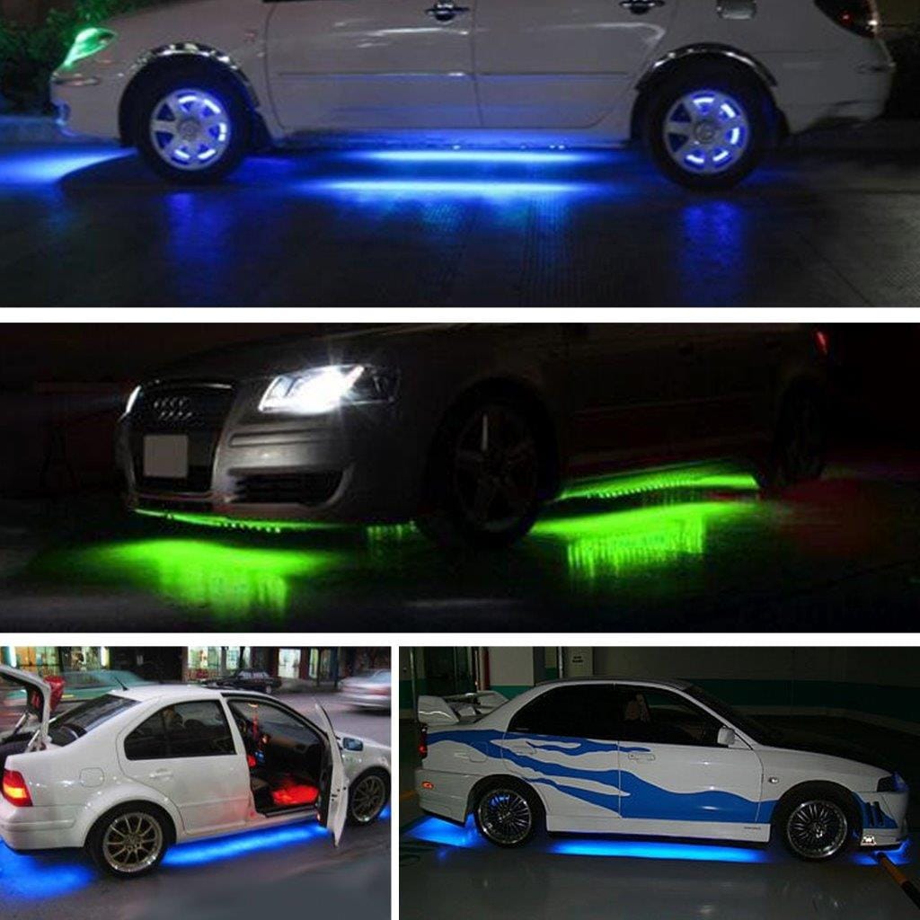 LED belysning til bil med fjernkontrol - Blinker i takt med musikken