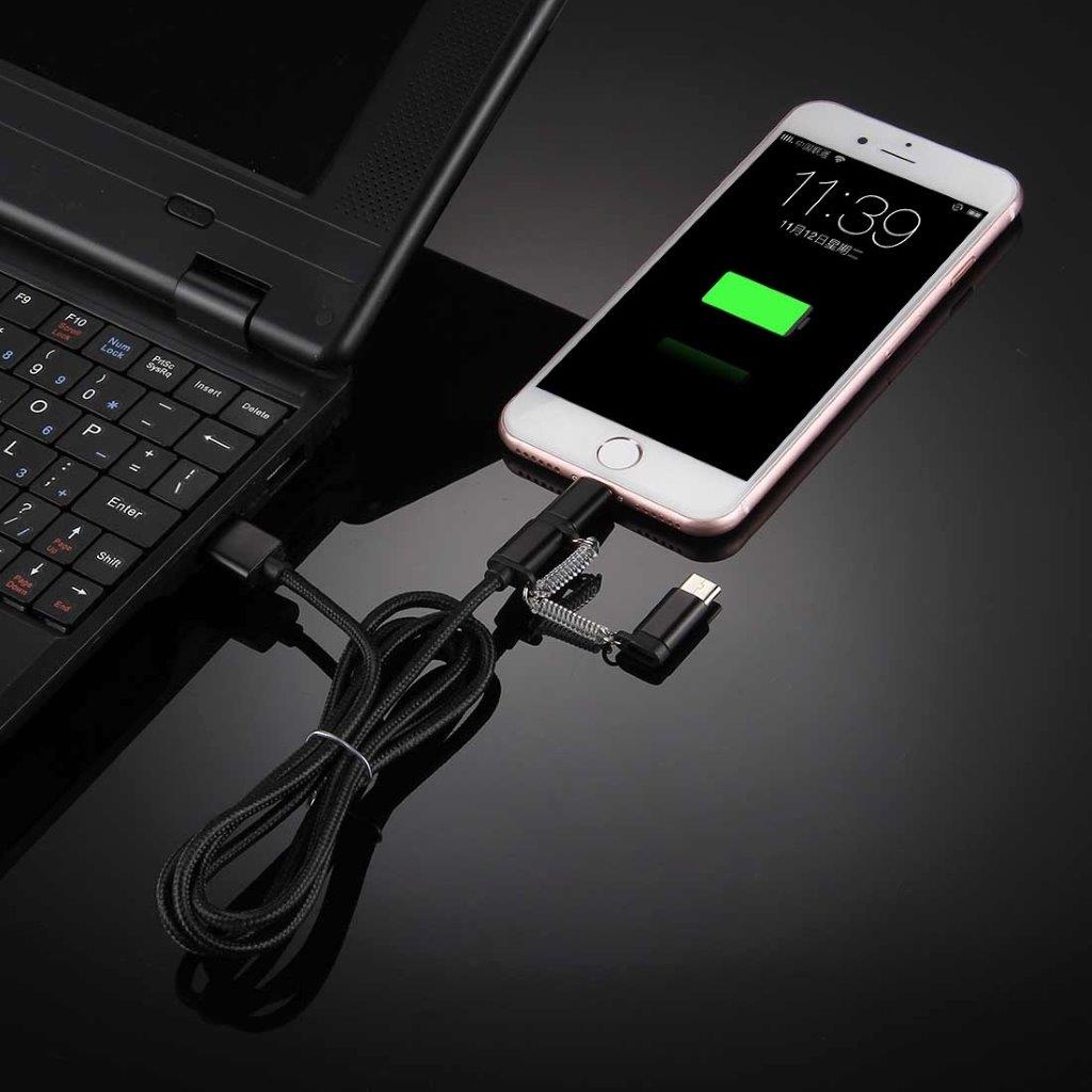 Ladekabel i solidt stof til alle mobiltelefoner - iPhone / Micro-usb / Nye Type-C