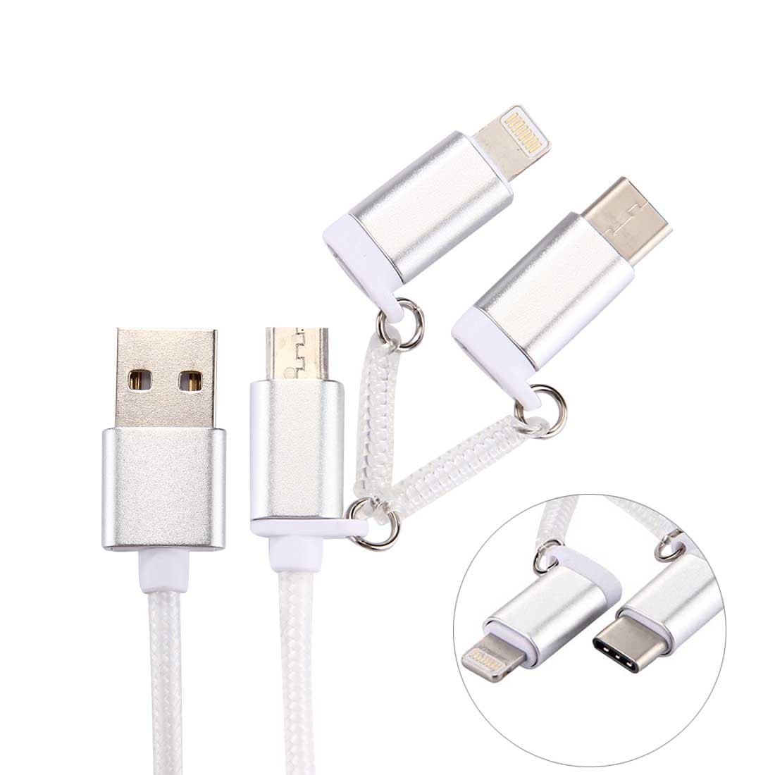 Usb-kabel i solidt stof til alle mobiltelefoner - iPhone / Micro-usb / Nye Type-C