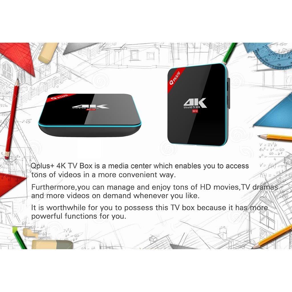 TV-box Qplus 4K Ultra HD Smart med Android 6.0 og Wi-Fi-kontrol
