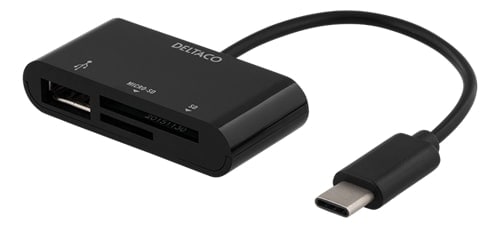 DELTACO SD/micro SD Adapter med USB-A port