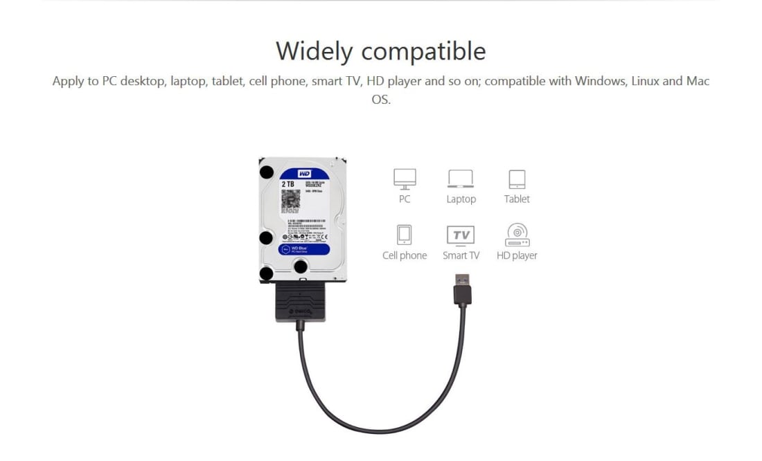 Adapter / Kabel USB 3.0 til SATA 3.0 til Harddisk