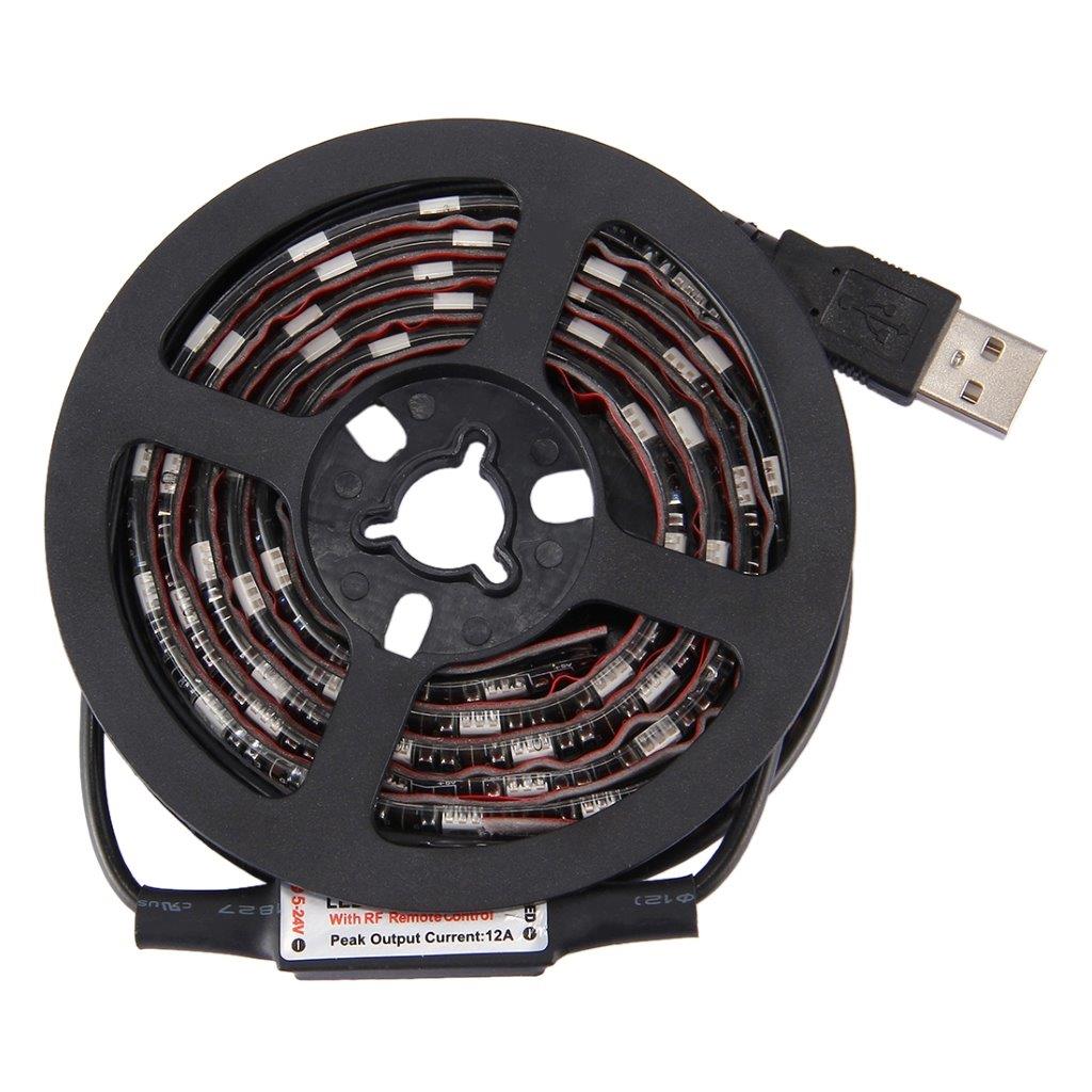 USB-drevet TV-belysning / LED-lyskæde med Fjer - 12W 60 LEDs SMD 5050 RGB 1x1m