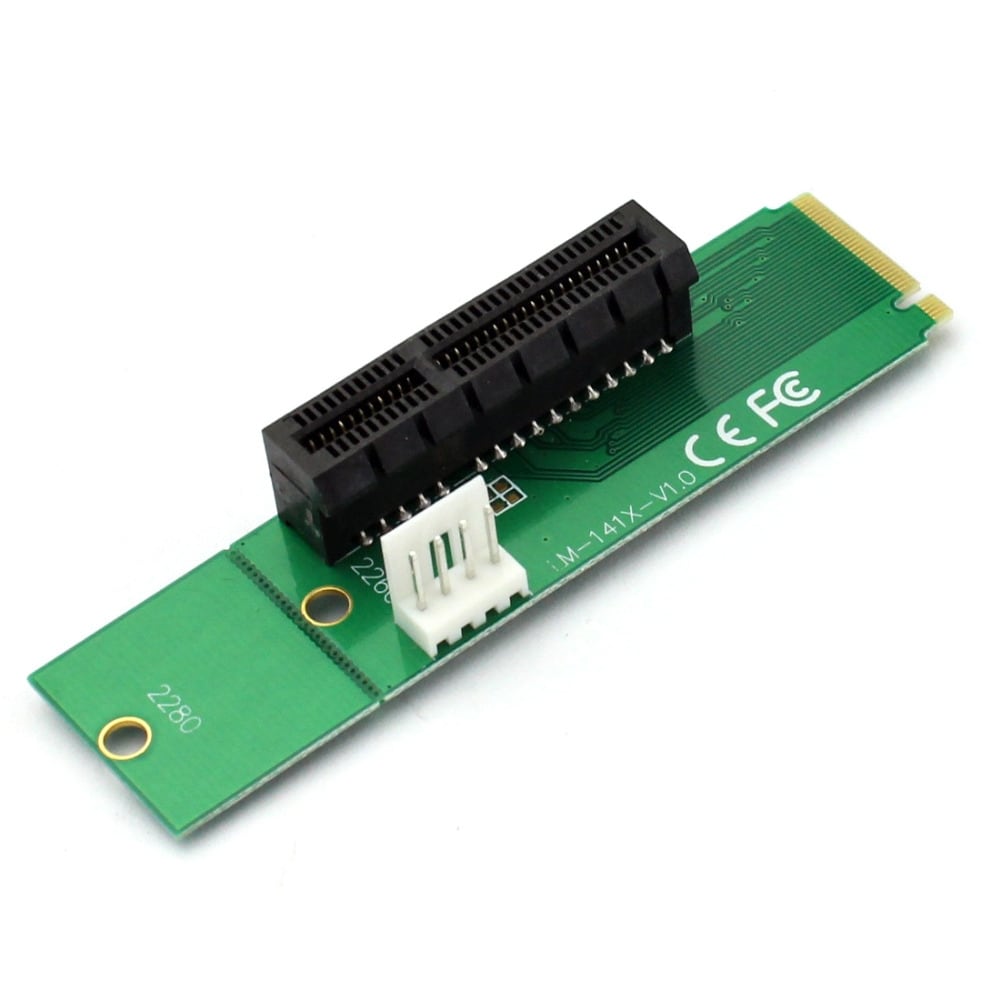 Adapter PCI-E 4X hun til NGFF med Strømknap og Kabel