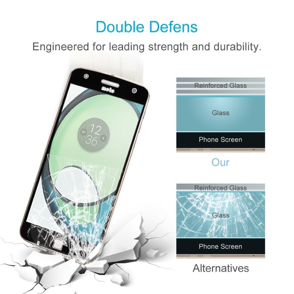 Skærmbeskyttelse / Displaybeskyttelse i Hærdet Glas til Motorola Moto Z Play - Komplet Skærmbeskyttelse