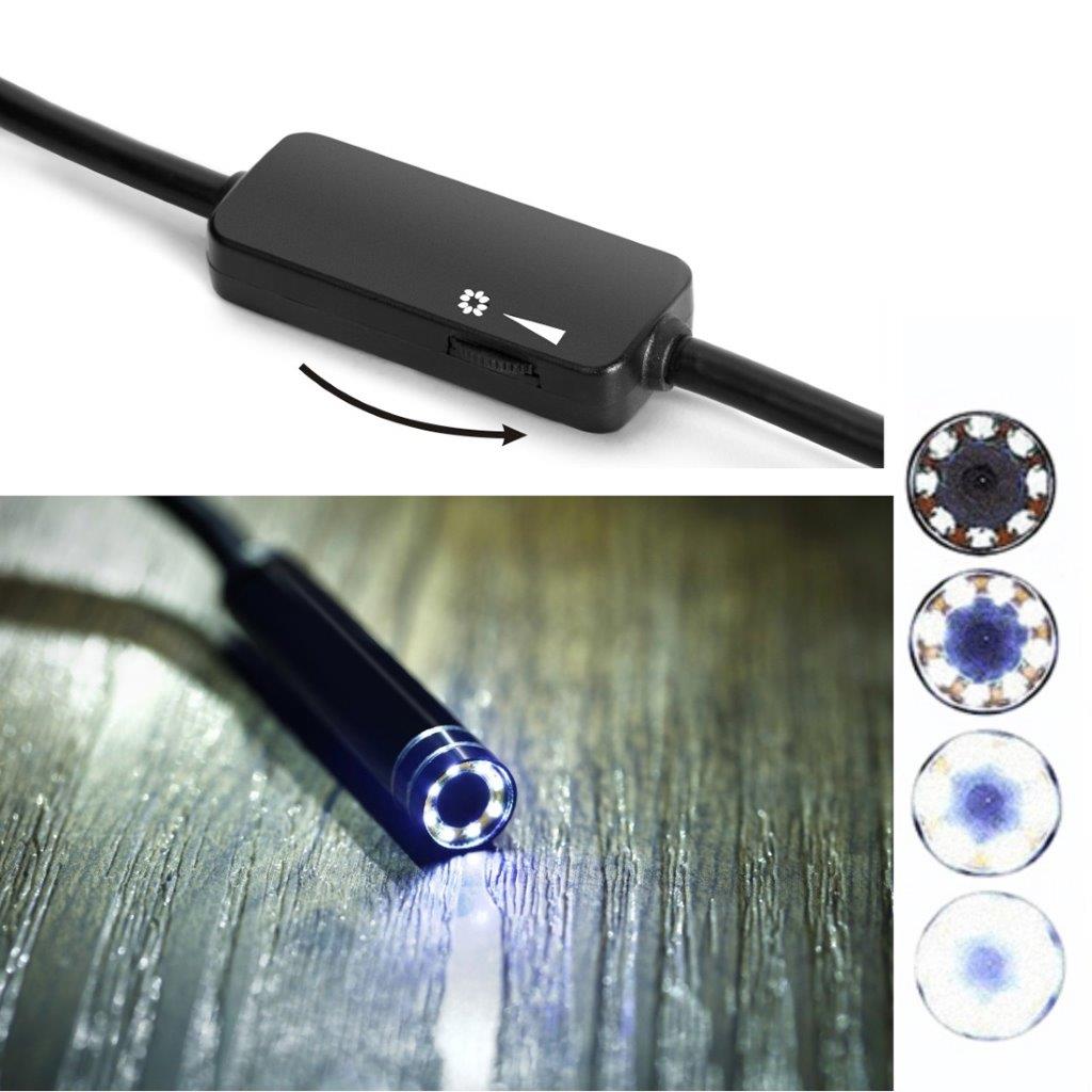 Inspektionskamera USB Type-C med 8 LED og USB-adapter - 3 meter / 8 mm