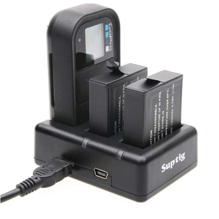 Lader til GoPro HERO6 / 5 batteri + fjernkontrol med usb-kabel