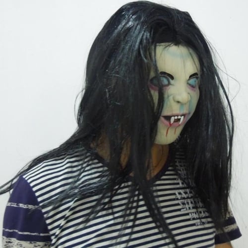 Halloween Zombie maske med hår