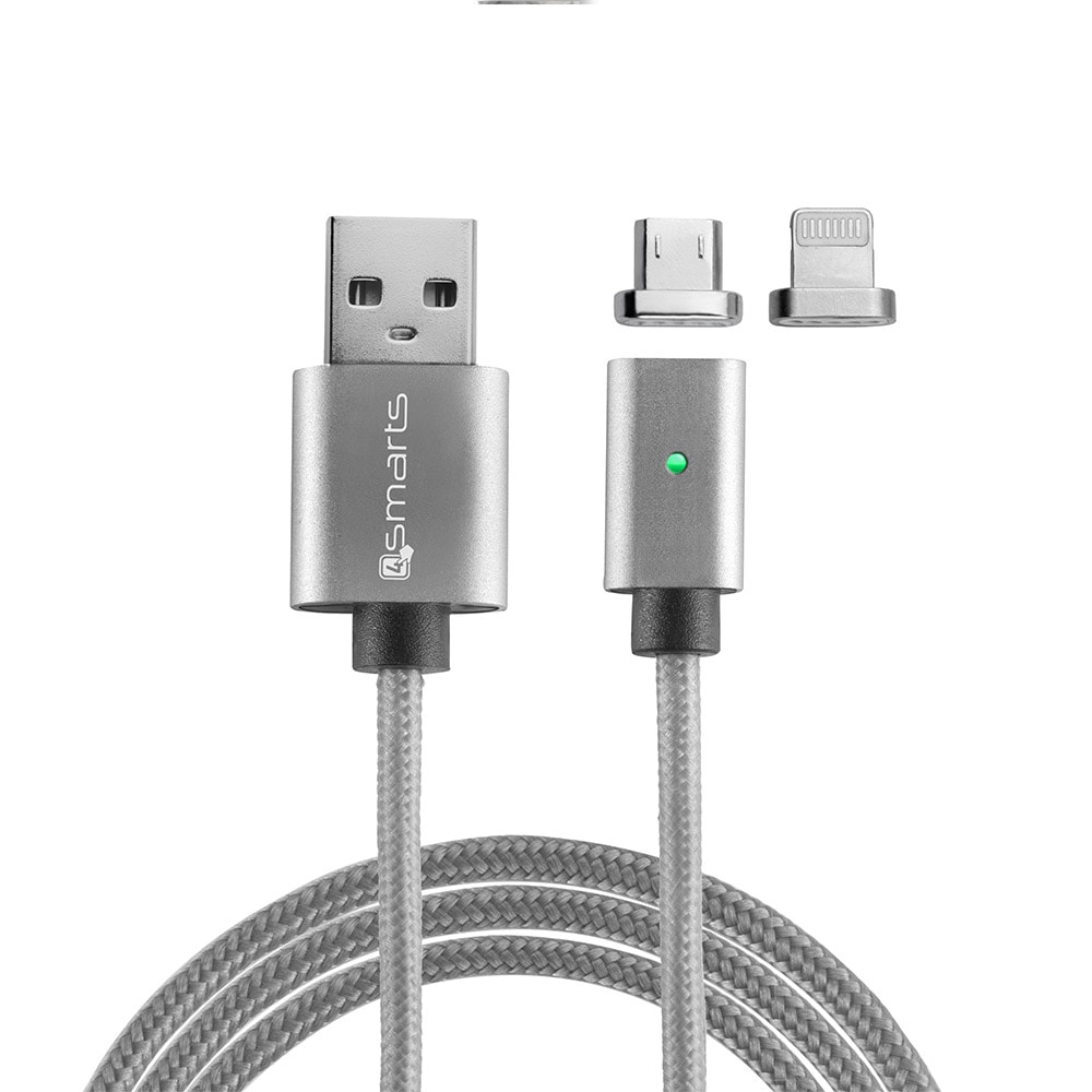 4smarts Magnetic USB Cable GRAVITYCord 1m Lightning & MicroUSB