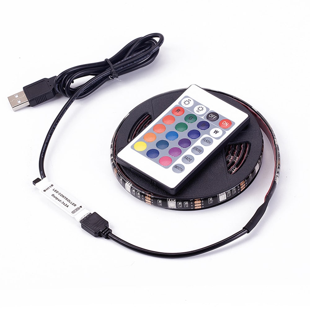 Led Kæde 5050 USB rgb farve Remote 24-knappers - 3 meter Vandtæt