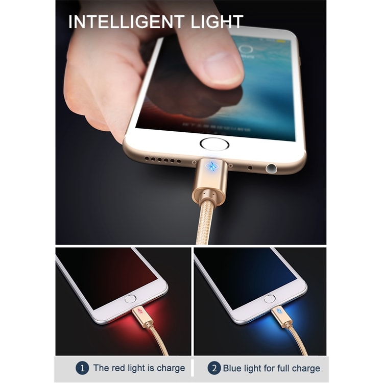JOYROOM Intelligent LED-belyst Ladekabel iPhone X / iPhone 8 / iPhone 7  / iPhone 6 / iPad