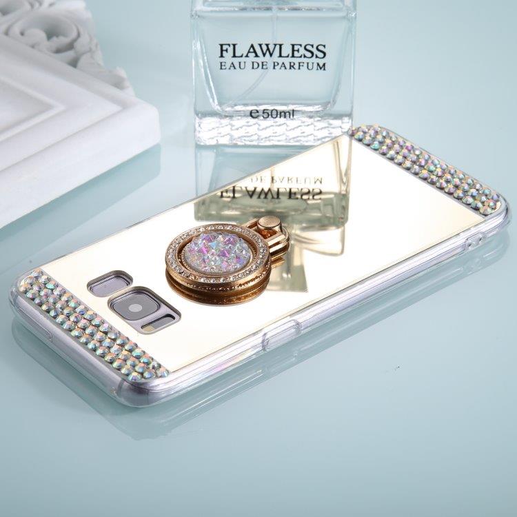 Diamant Spejlcover med mobilring Samsung Galaxy S8+