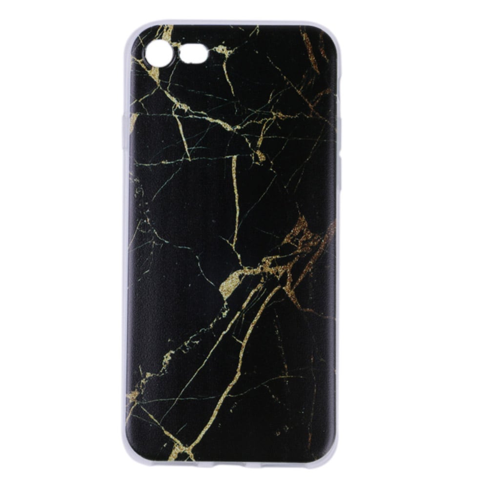 Bagcover Marmor iPhone 8 Plus - Sort/Guld
