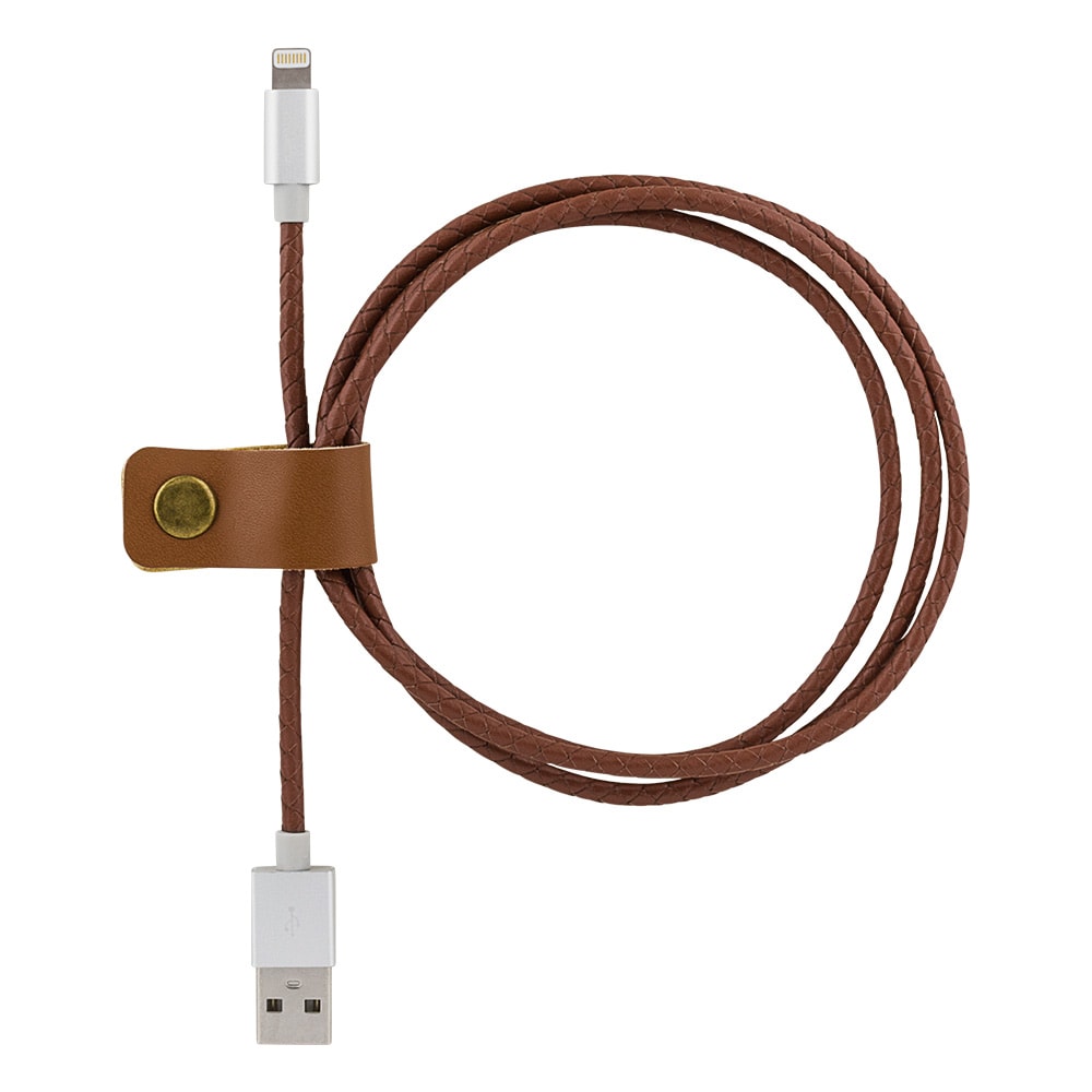 STREETZ Magnetisk USB Synkroniserings / Opladningskabel, Lightning Brun/Læder