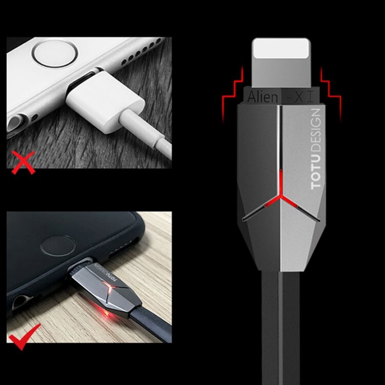USB-kabel / Opladningskabel / Datakabel til Smartphone med Belysning med Fading