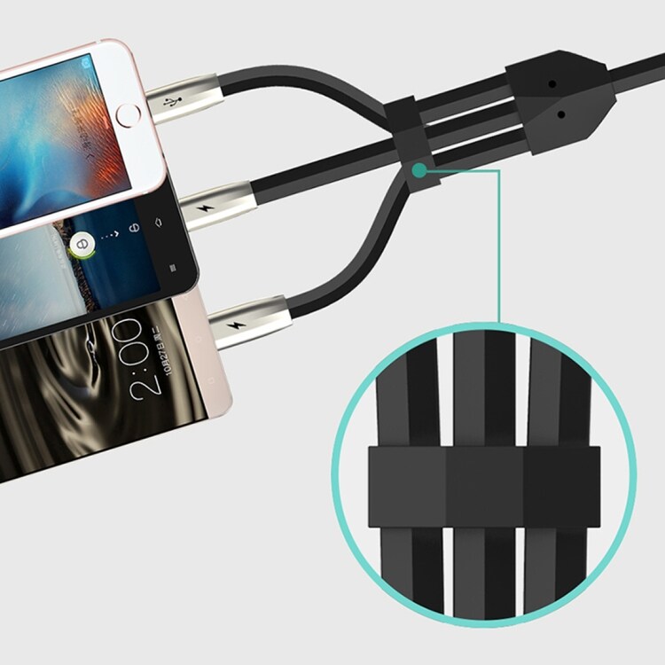 Ladekabel / Grenkabel til smartphone - USB C til 3 x Micro-USB - Sort